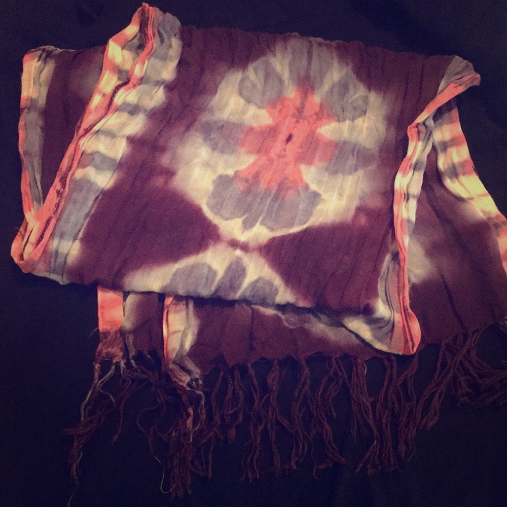 Tie-Dye print fringe scarf